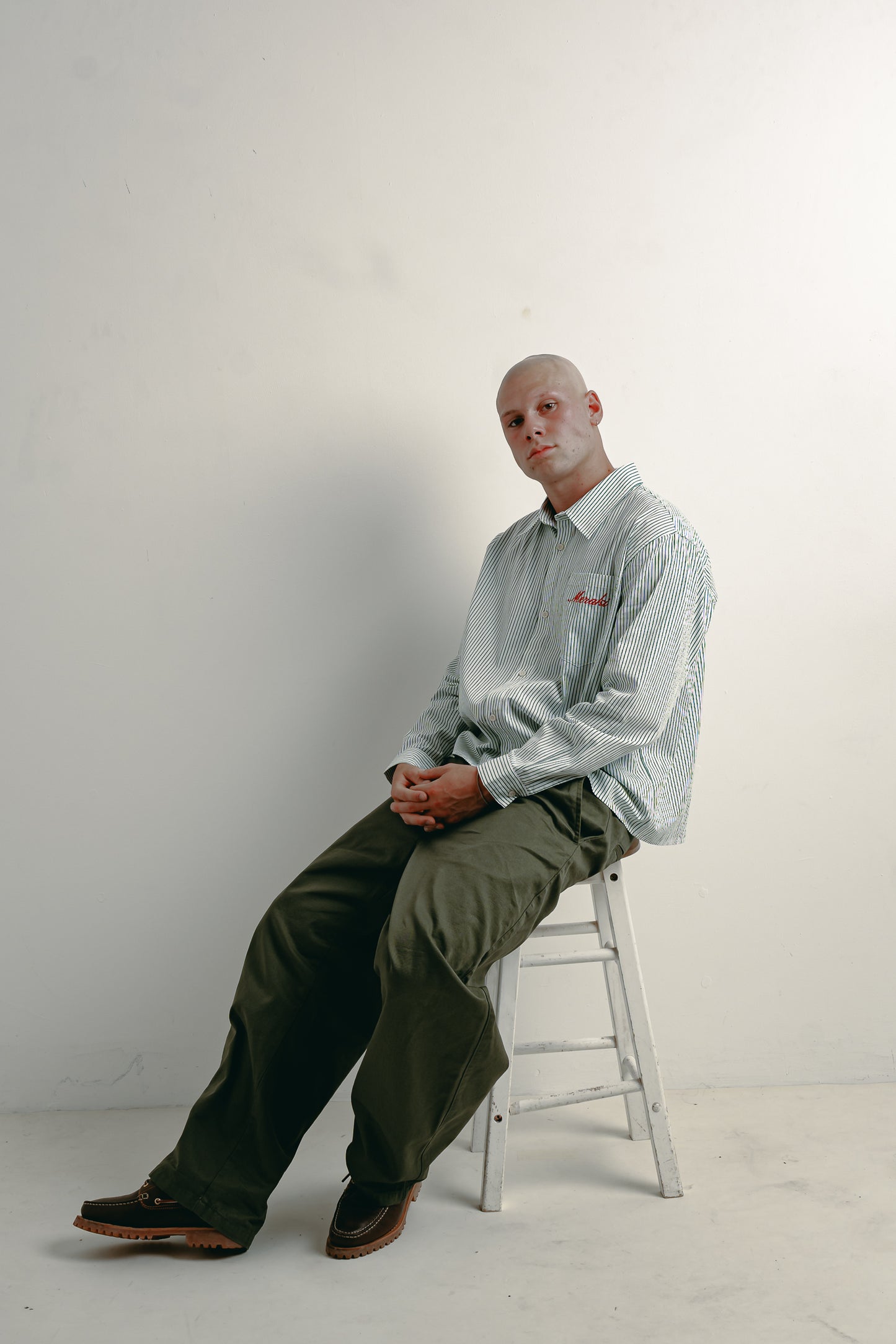 Meraki Royal Green Striped Shirt